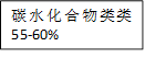 碳水化合物类类55-60%